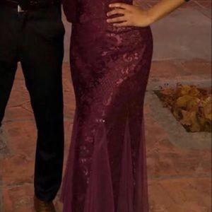 Lace Prom Maroon Mermaid Dress